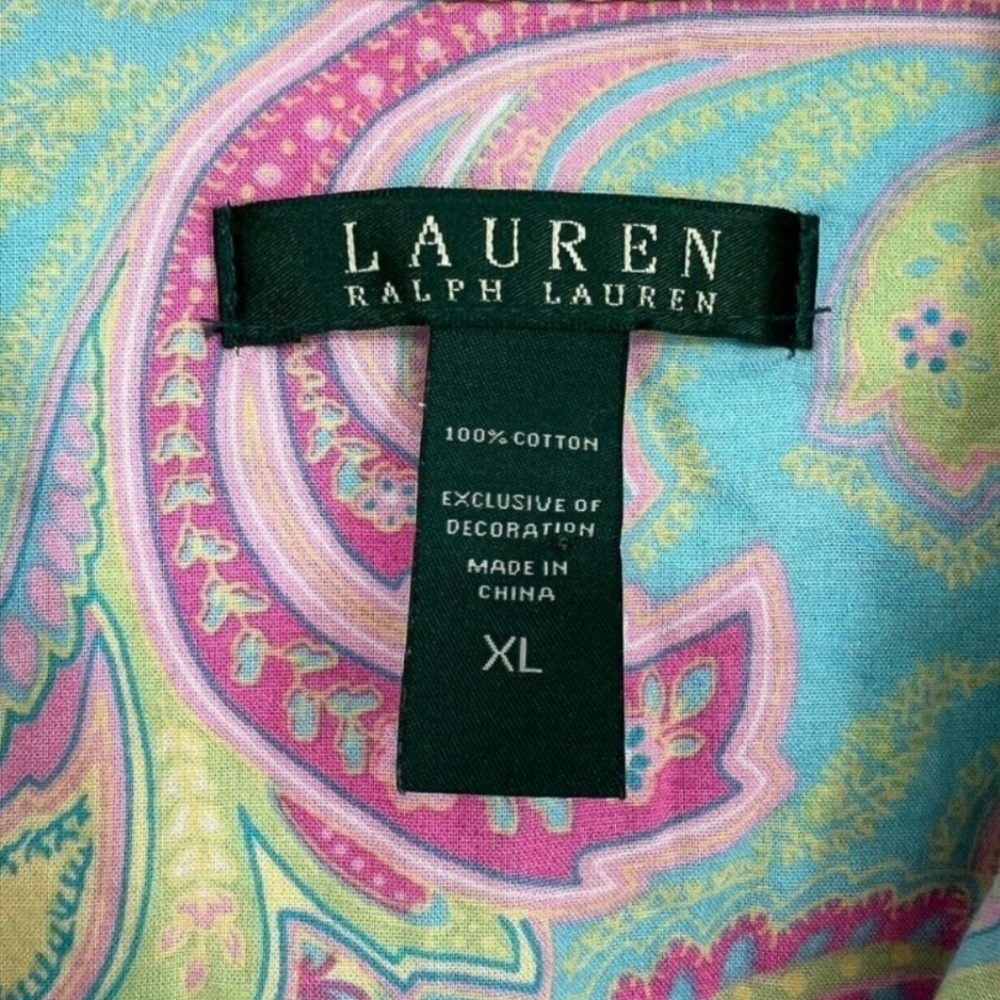 Lauren Ralph Lauren Nightgown Womens XL Paisley Sleep Shirt Pajama Pastel